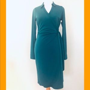 Teal faux wrap dress